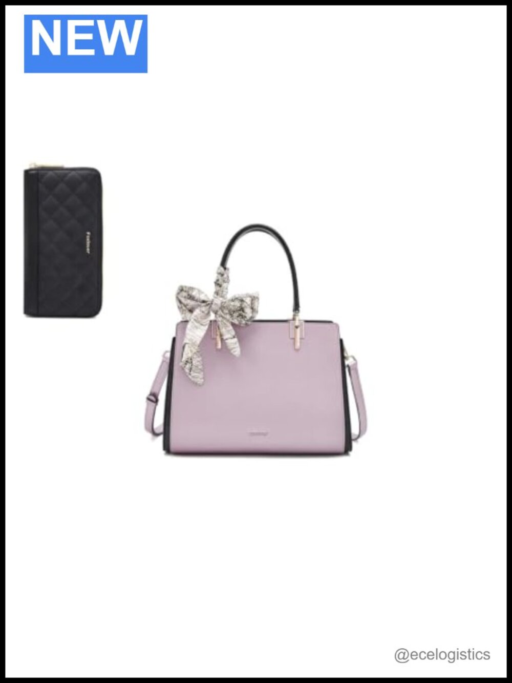 Quilted Medium Tote Bag with Adjustable Strap and Matching Slim Wallet Set